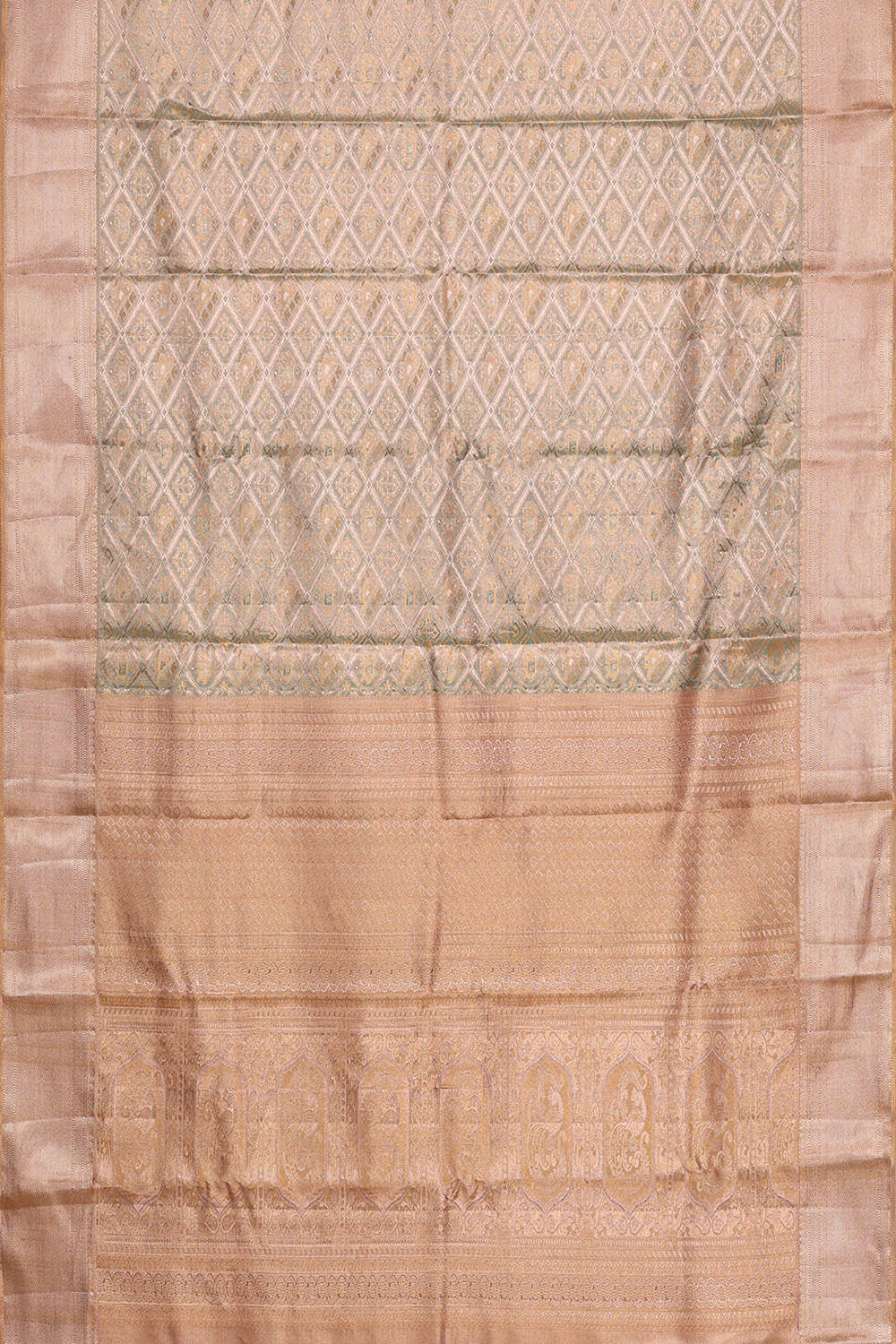Image of Kanchipattu Greyish Blue Tissue Brocade Saree